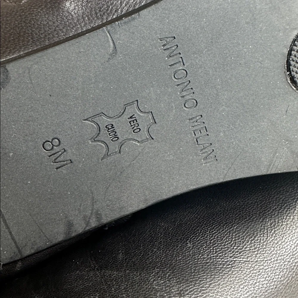 ANTONIO MELANI Black Leather Mid-Calf Heeled Boots - Picture 7 of 8